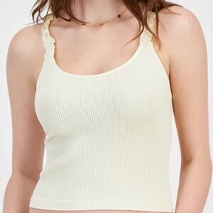 Hippie Rose juniors ruffle strap seamless tank Color: bone